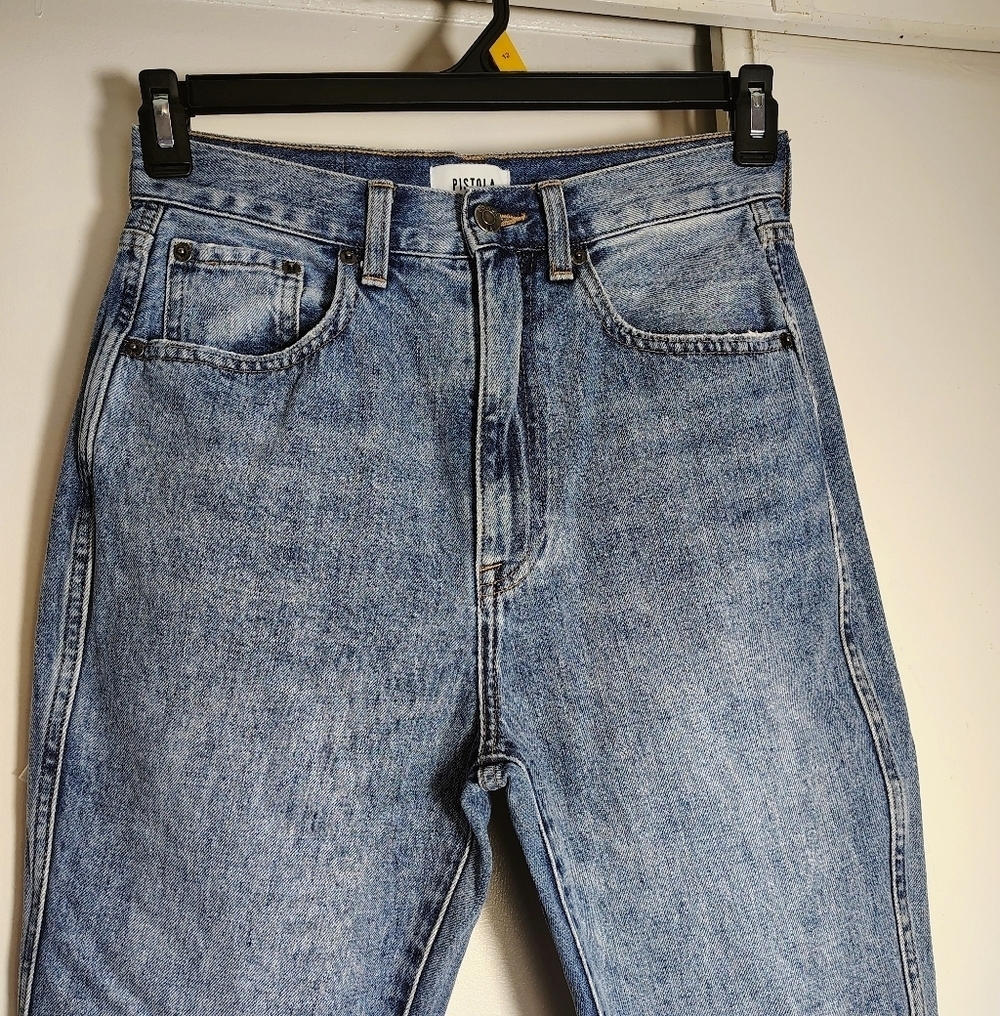 Pistola High-rise Straight Light Blue Distressed Ripped Women's Jeans sz 27/28. - Picture 7 of 16